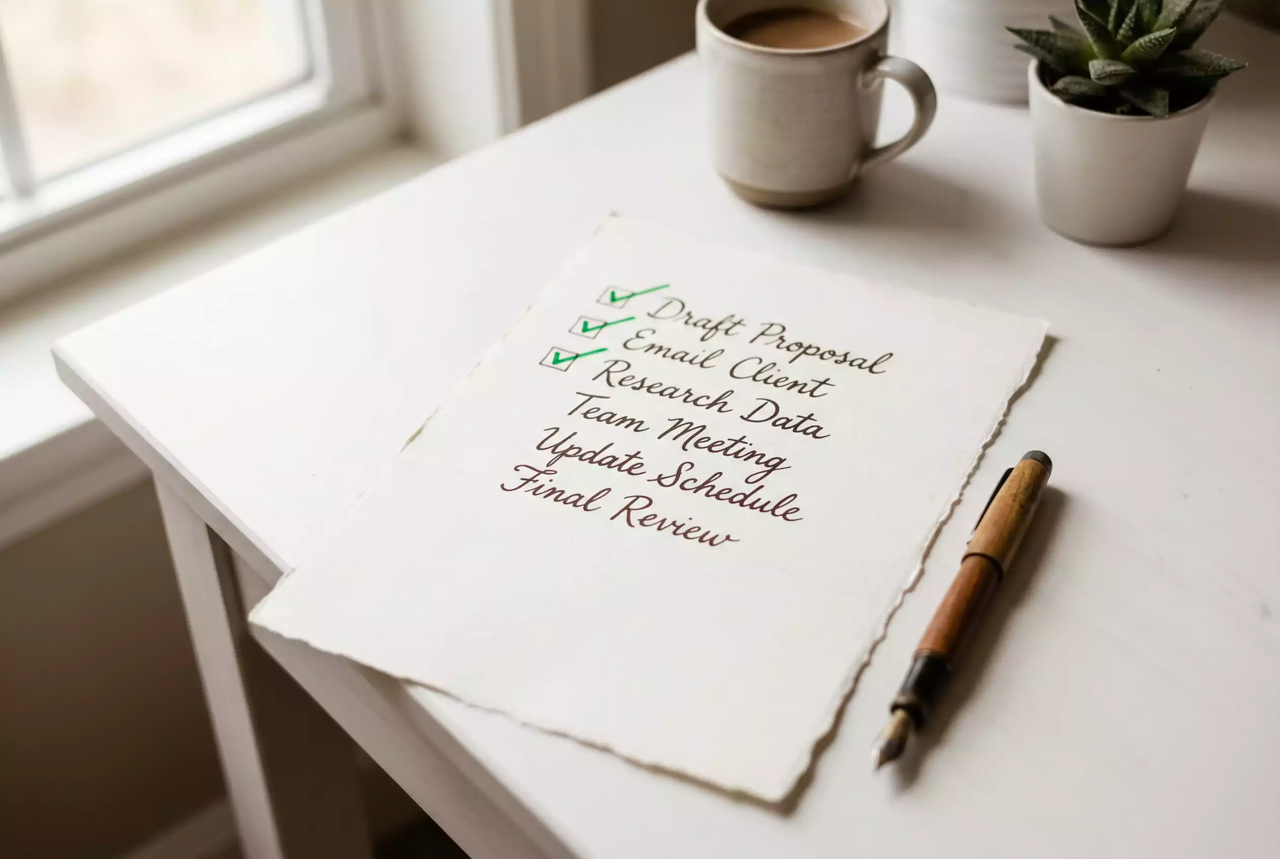 Checkliste auf Papier mit abgehakten Punkten zeigt strukturiertes Vorgehen