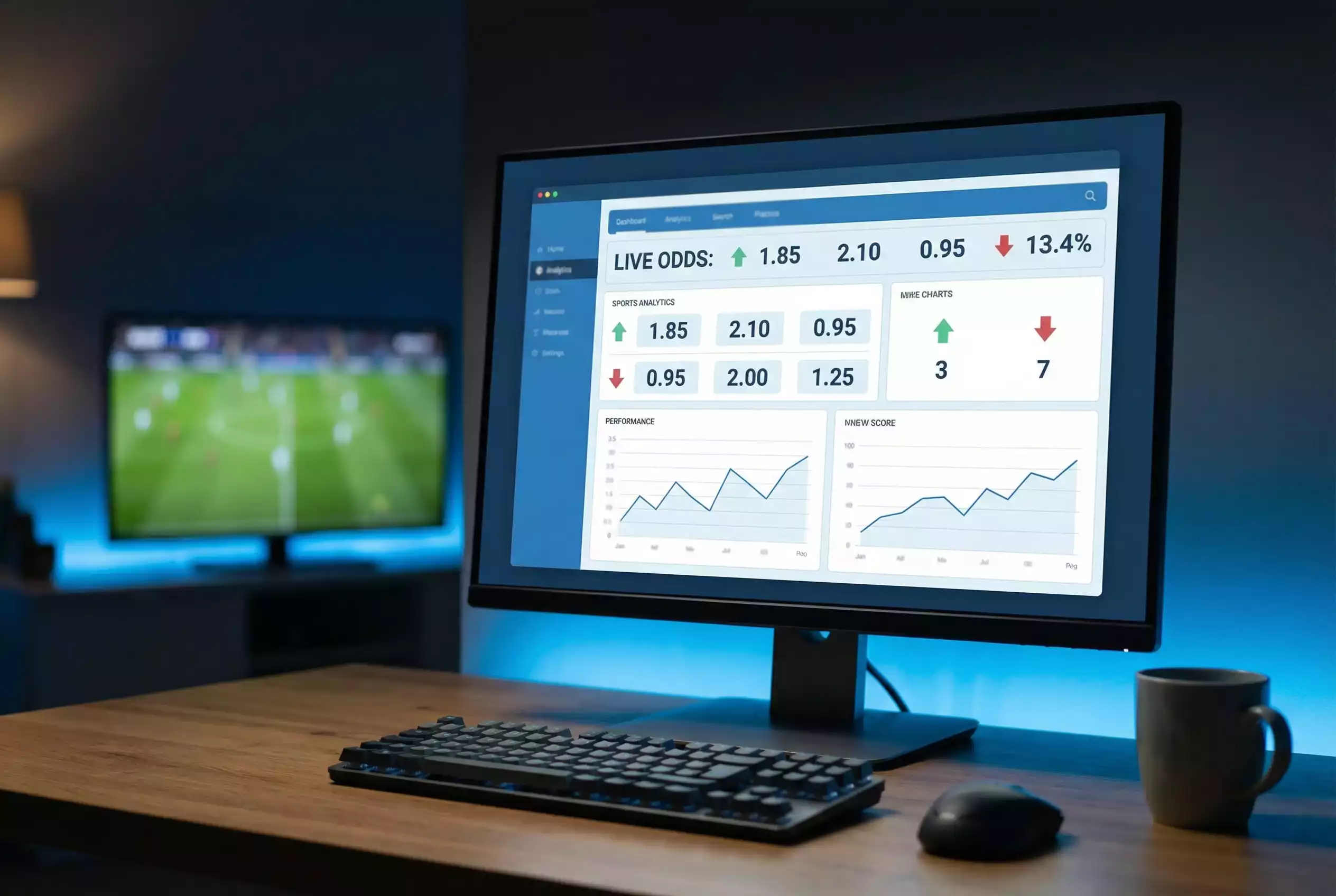 Bildschirm mit sich ändernden Wettquoten während eines Fussballspiels