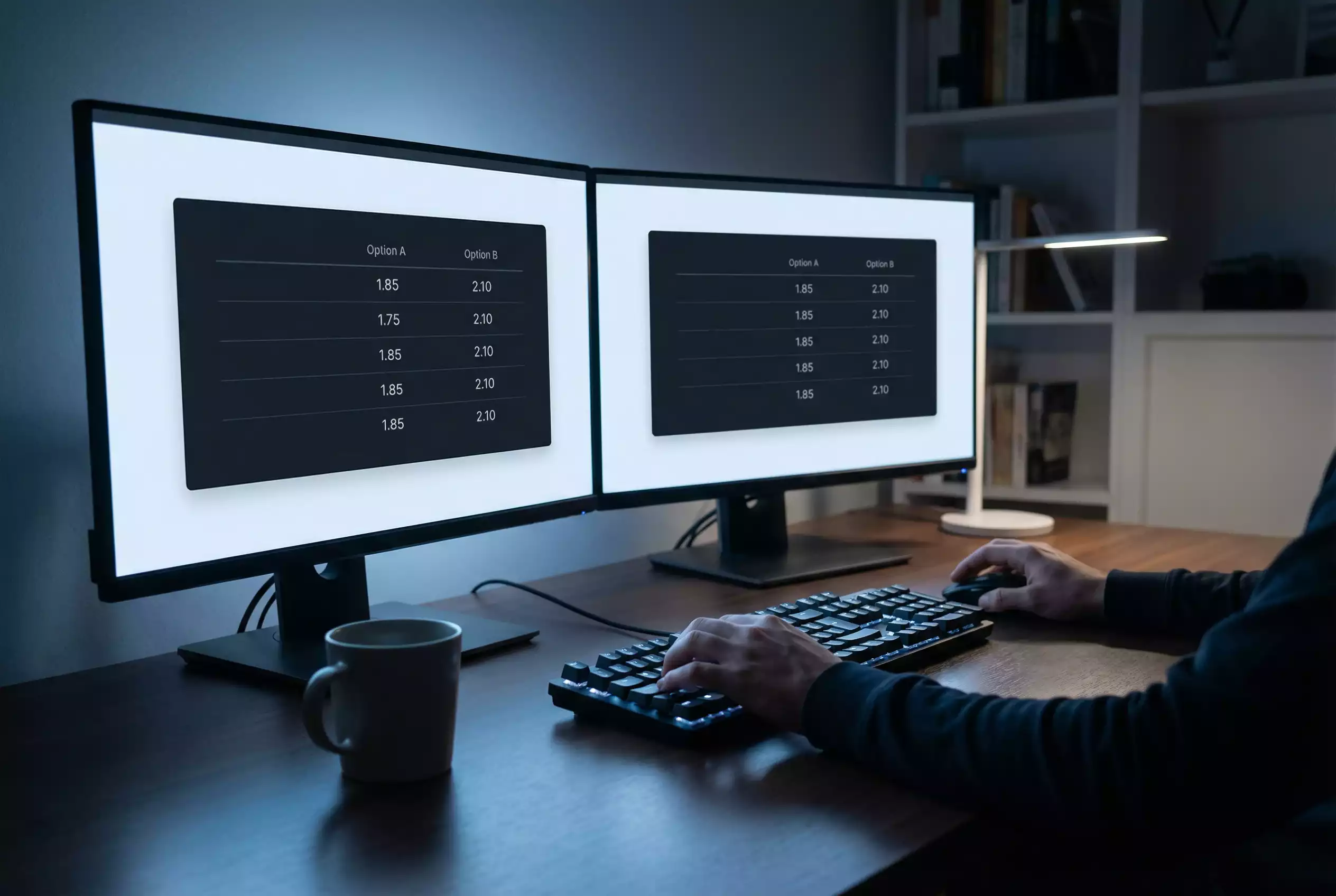 Mehrere Bildschirme zeigen verschiedene Wettquoten zum Vergleich